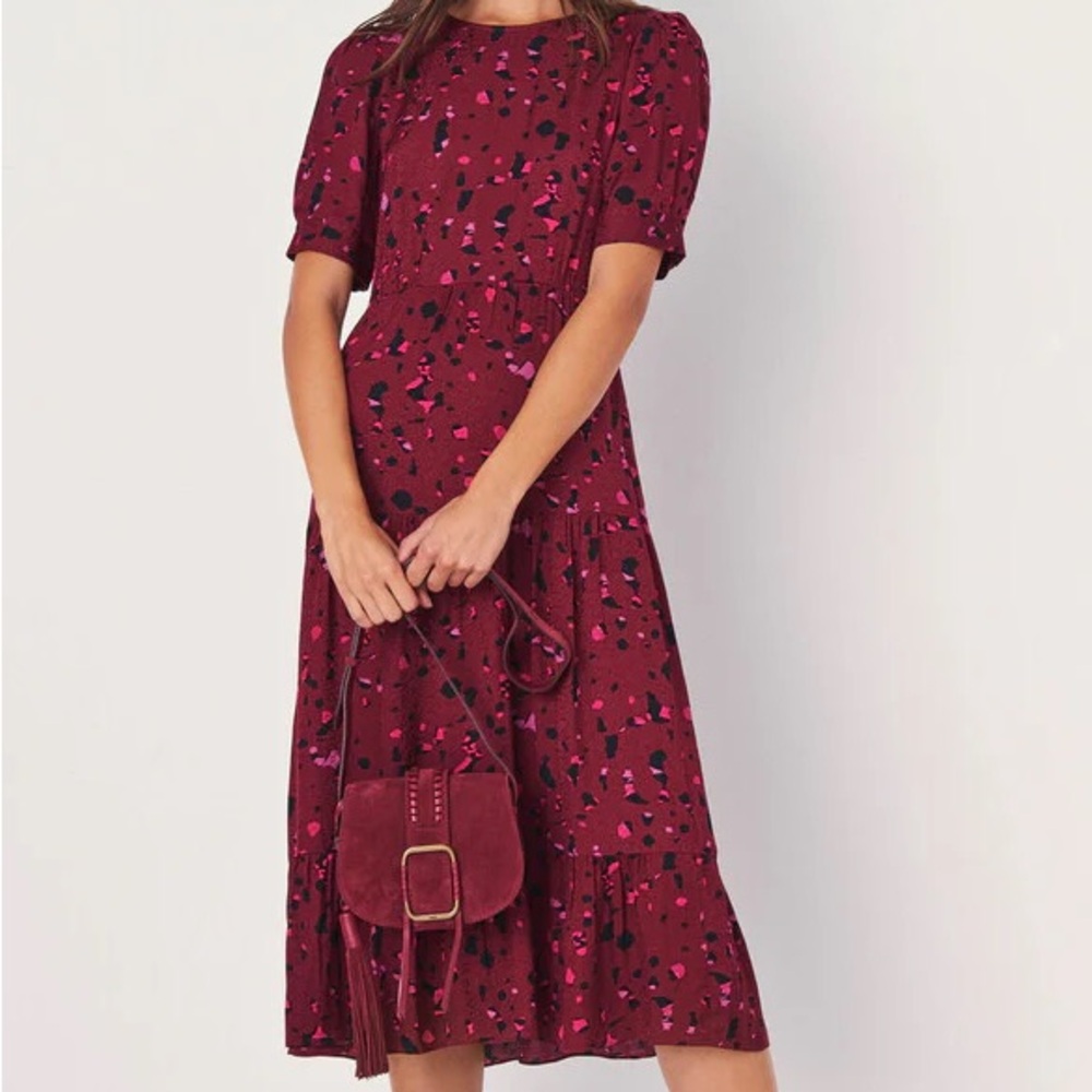 Elegant Burgundy Patterned Dress
